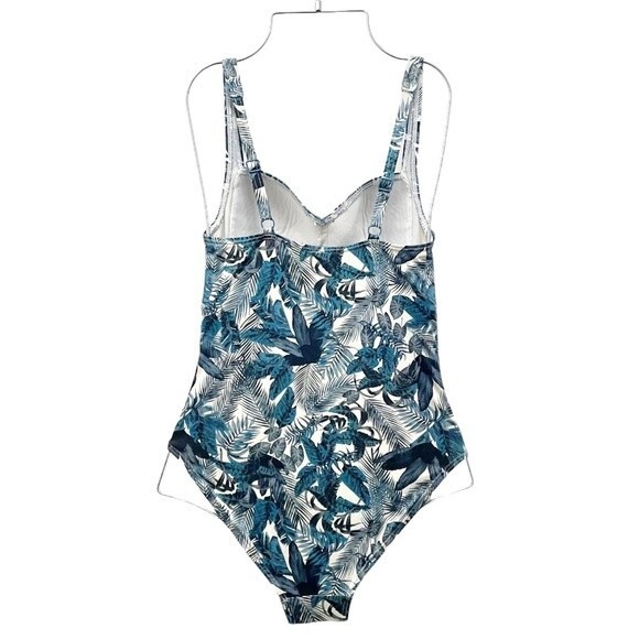 Nip Tuck One Piece Swimsuit Teal Tropical Palm Print Women’s Size 4 Bathing Suit - Picture 2 of 10